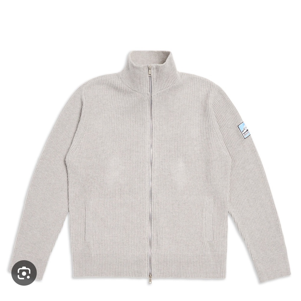 Full-Zip Knit Sweater Grey